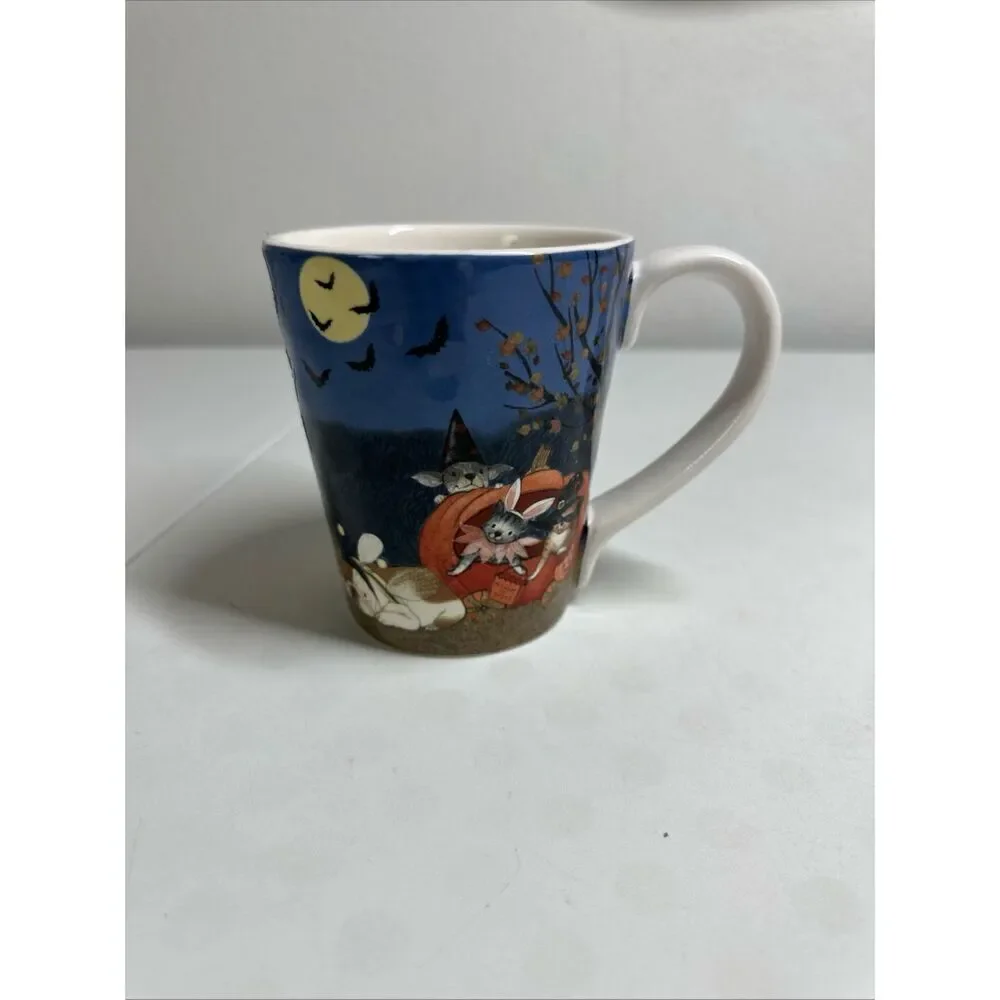 Pier 1 Imports Pet Themed Halloween Trick or Treat Ironstone Mug 16 oz